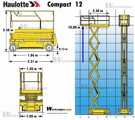 haulotte compact12 measurments
