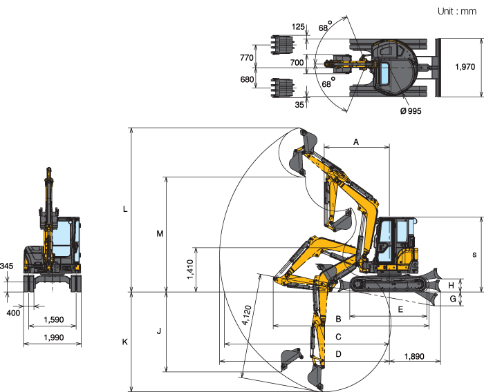 yanmar vio50 measurment