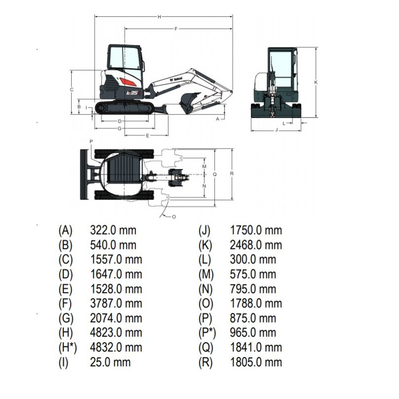 Bobcat E35z work dimmension e1555009476855