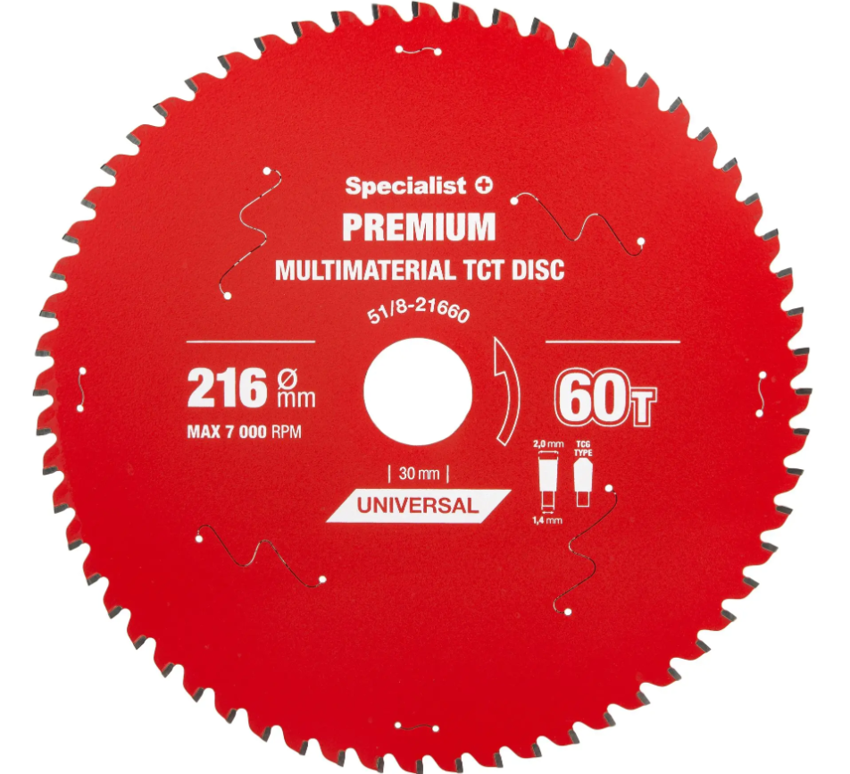 Pjovimo diskas 216x60Tx30mm, Multimaterial
